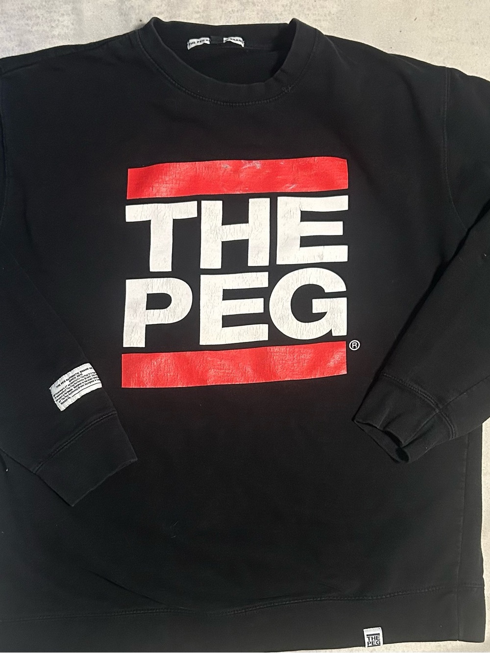 Black Crewneck Sweatshirt with Red Logo